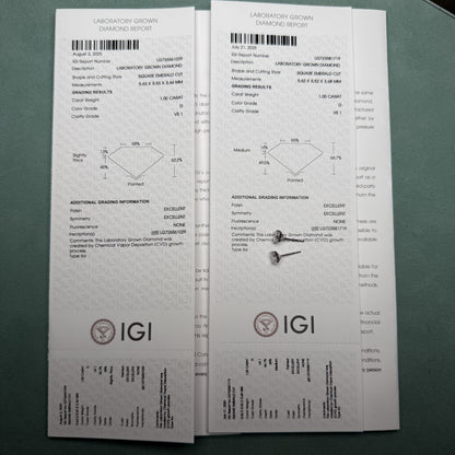 Pirmiana Custom Design Platinum Earrings for Women 1ct Each CVD Lab Grown Diamond Jewelry