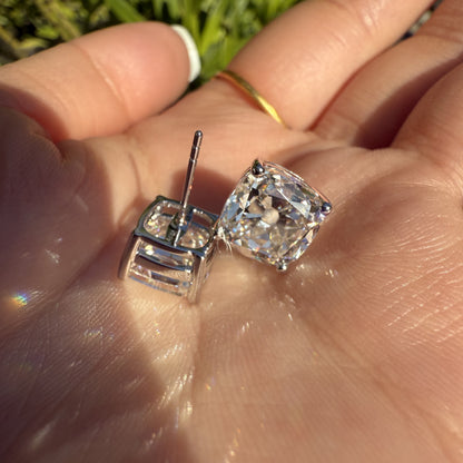 Pirmiana Custom Design 18K White Gold Earrings for Women 5ct Each Old Mine Cut Lab Grown Diamond Jewelry