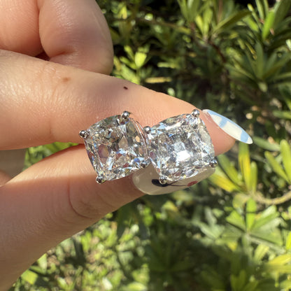 Pirmiana Custom Design 18K White Gold Earrings for Women 5ct Each Old Mine Cut Lab Grown Diamond Jewelry