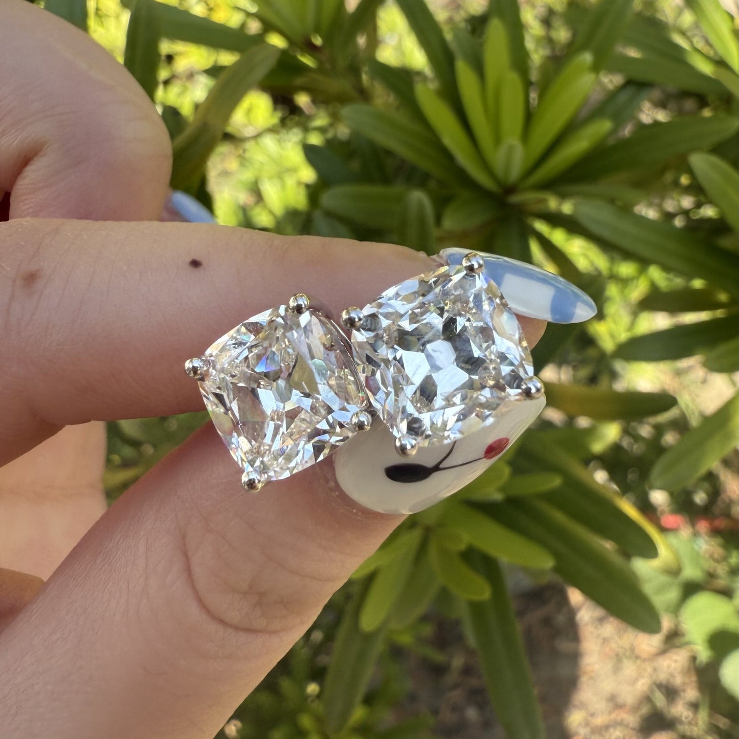 Pirmiana Custom Design 18K White Gold Earrings for Women 5ct Each Old Mine Cut Lab Grown Diamond Jewelry