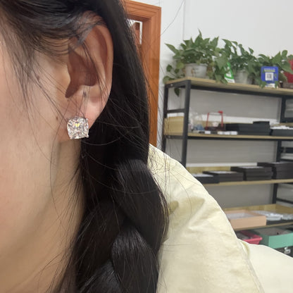 Pirmiana Custom Design 18K White Gold Earrings for Women 5ct Each Old Mine Cut Lab Grown Diamond Jewelry