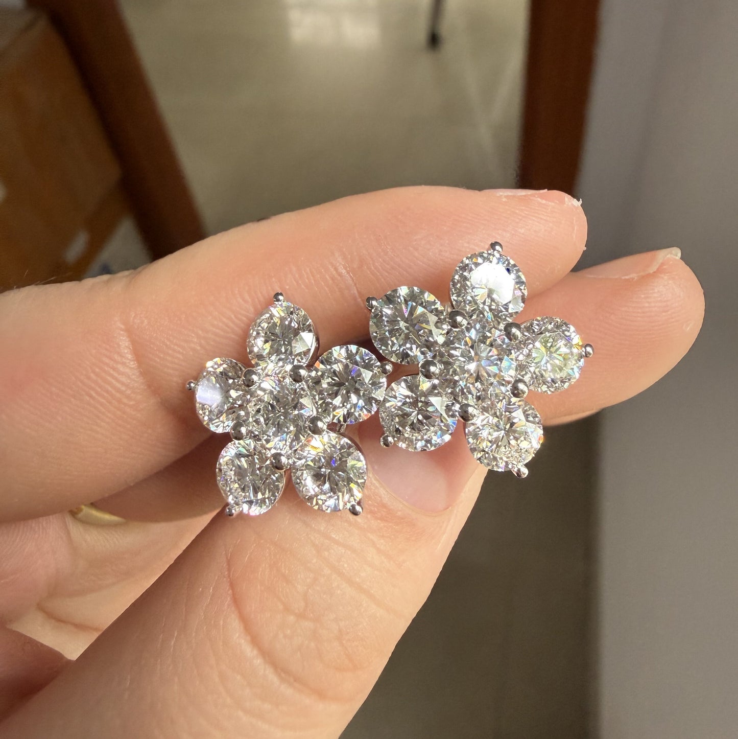 Pirmiana Custom Design 14K White Gold Earrings for Women 7.2ct total HPHT Lab Grown Diamond Jewelry