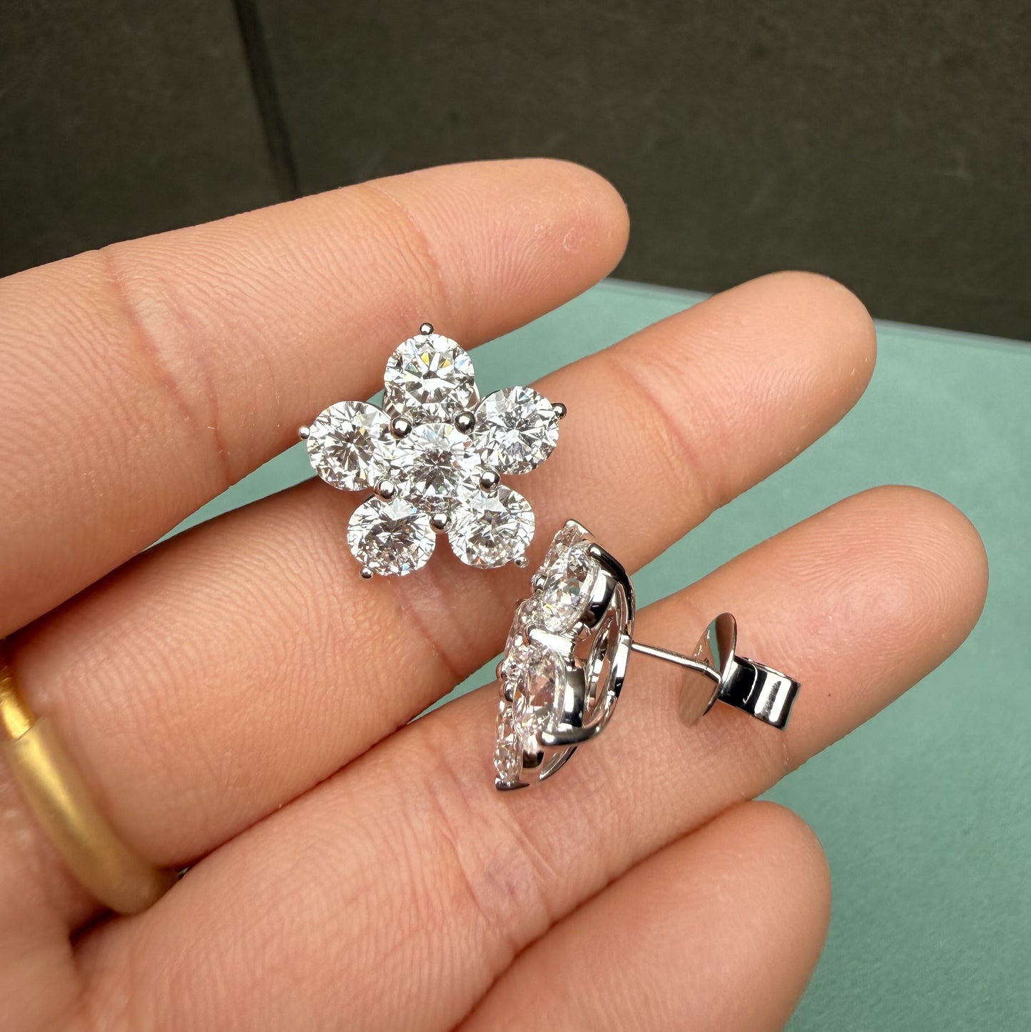Pirmiana Custom Design 14K White Gold Earrings for Women 7.2ct total HPHT Lab Grown Diamond Jewelry