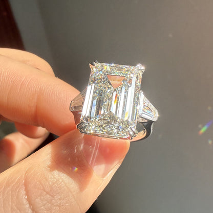 Pirmiana Jewelry Customized 14k White Gold 10ct F VVS2 emerald cut Lab Grown Diamond Rings Engagement Wedding Band for Women Fine Jewelry