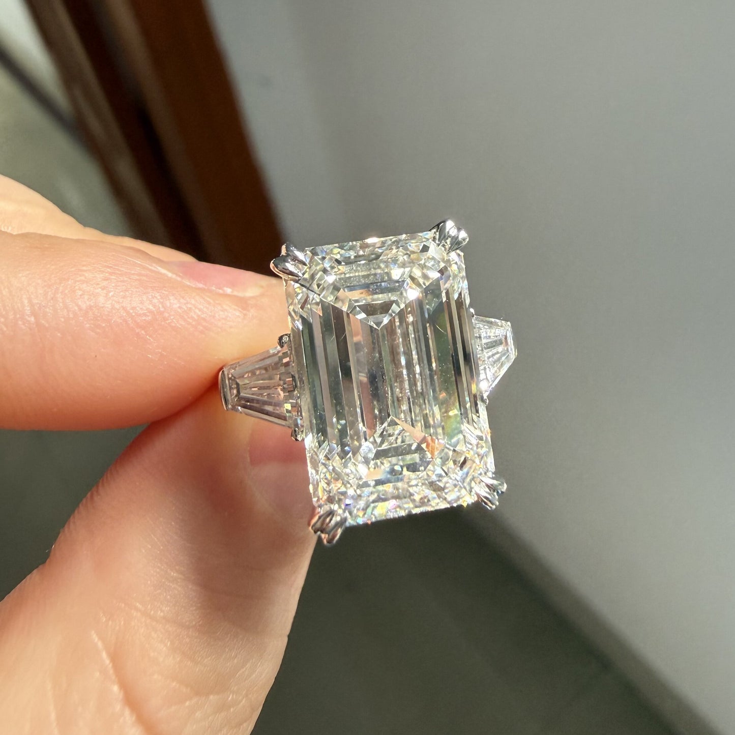 Pirmiana Jewelry Customized 14k White Gold 10ct F VVS2 emerald cut Lab Grown Diamond Rings Engagement Wedding Band for Women Fine Jewelry
