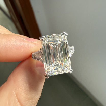 Pirmiana Jewelry Customized 14k White Gold 10ct F VVS2 emerald cut Lab Grown Diamond Rings Engagement Wedding Band for Women Fine Jewelry