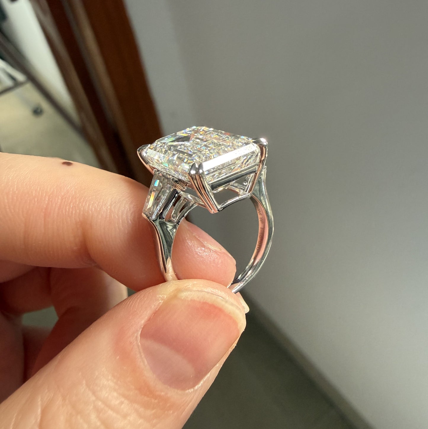 Pirmiana Jewelry Customized 14k White Gold 10ct F VVS2 emerald cut Lab Grown Diamond Rings Engagement Wedding Band for Women Fine Jewelry