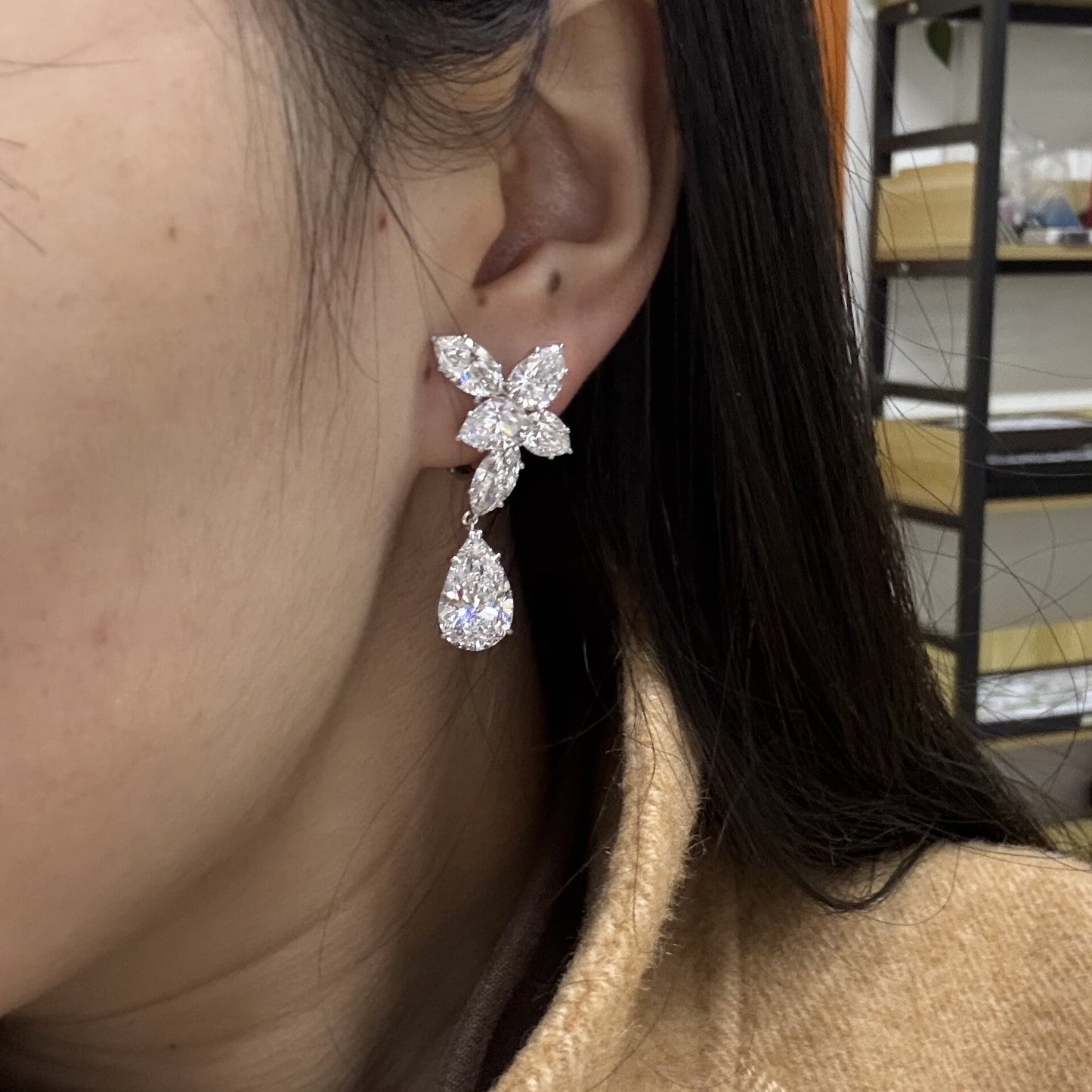 Pirmiana Custom Design 14K White Gold Earrings For Women 4ct Each D VS1  CVD Diamond Jewelry