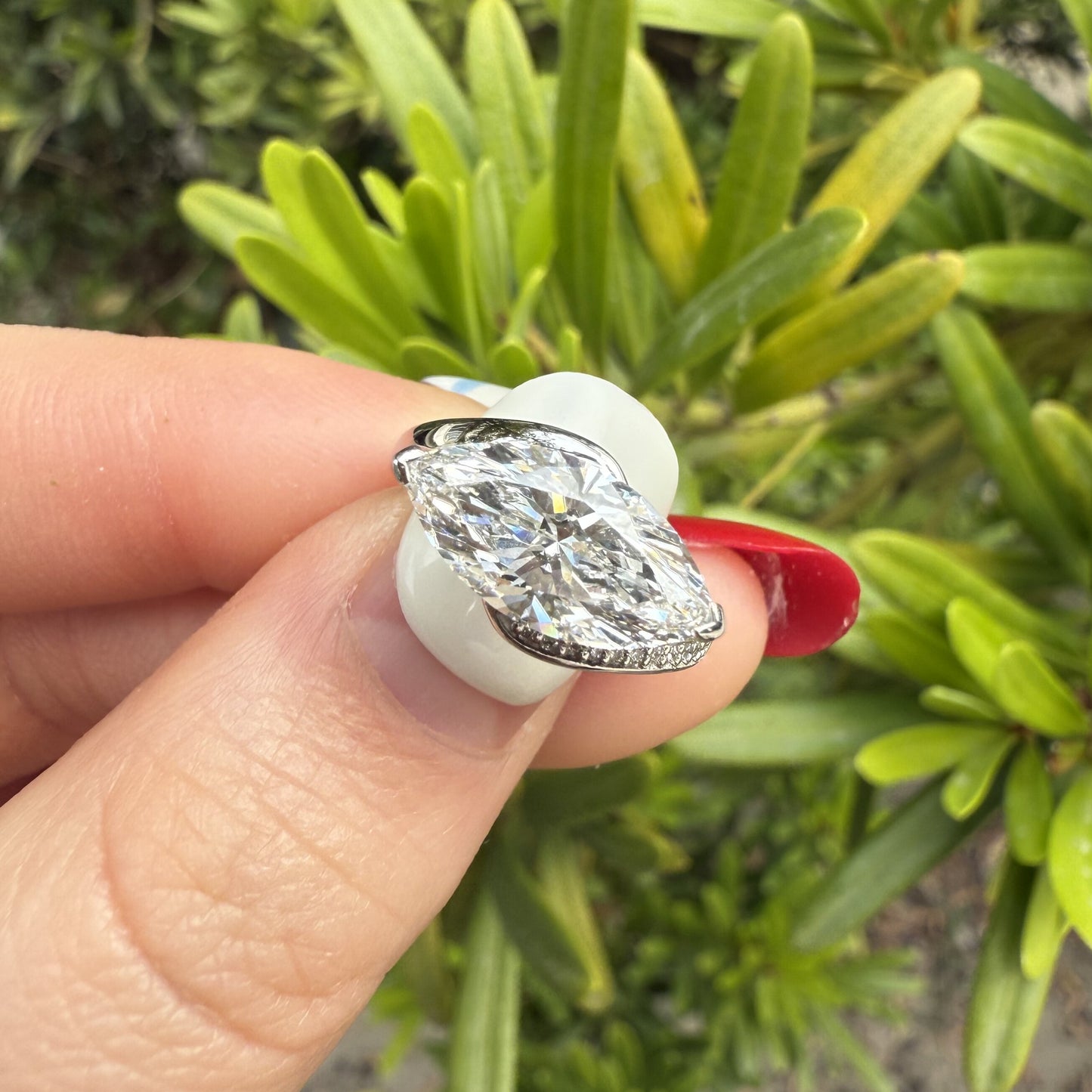 Pirmiana Jewelry Customized 18k White Gold 2ct Marquise Lab Grown Diamond Rings Engagement Wedding Band Rings for Women Fine Jewelry