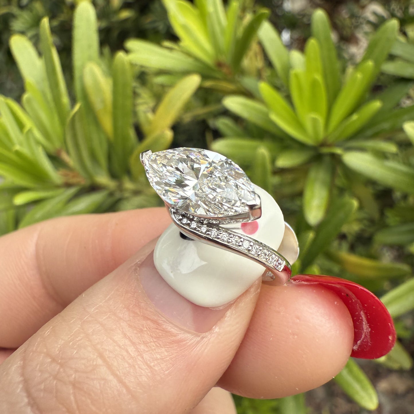 Pirmiana Jewelry Customized 18k White Gold 2ct Marquise Lab Grown Diamond Rings Engagement Wedding Band Rings for Women Fine Jewelry