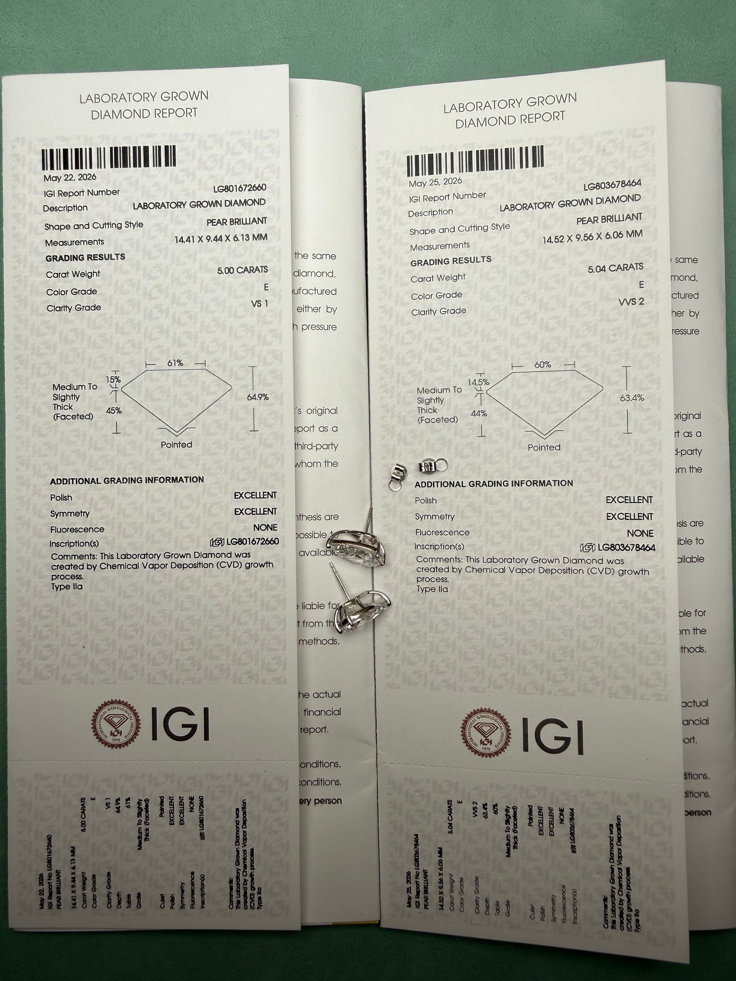 Pirmiana Custom Design 14K White Gold Earrings for Women 5ct Each CVD Lab Grown Diamond Jewelry