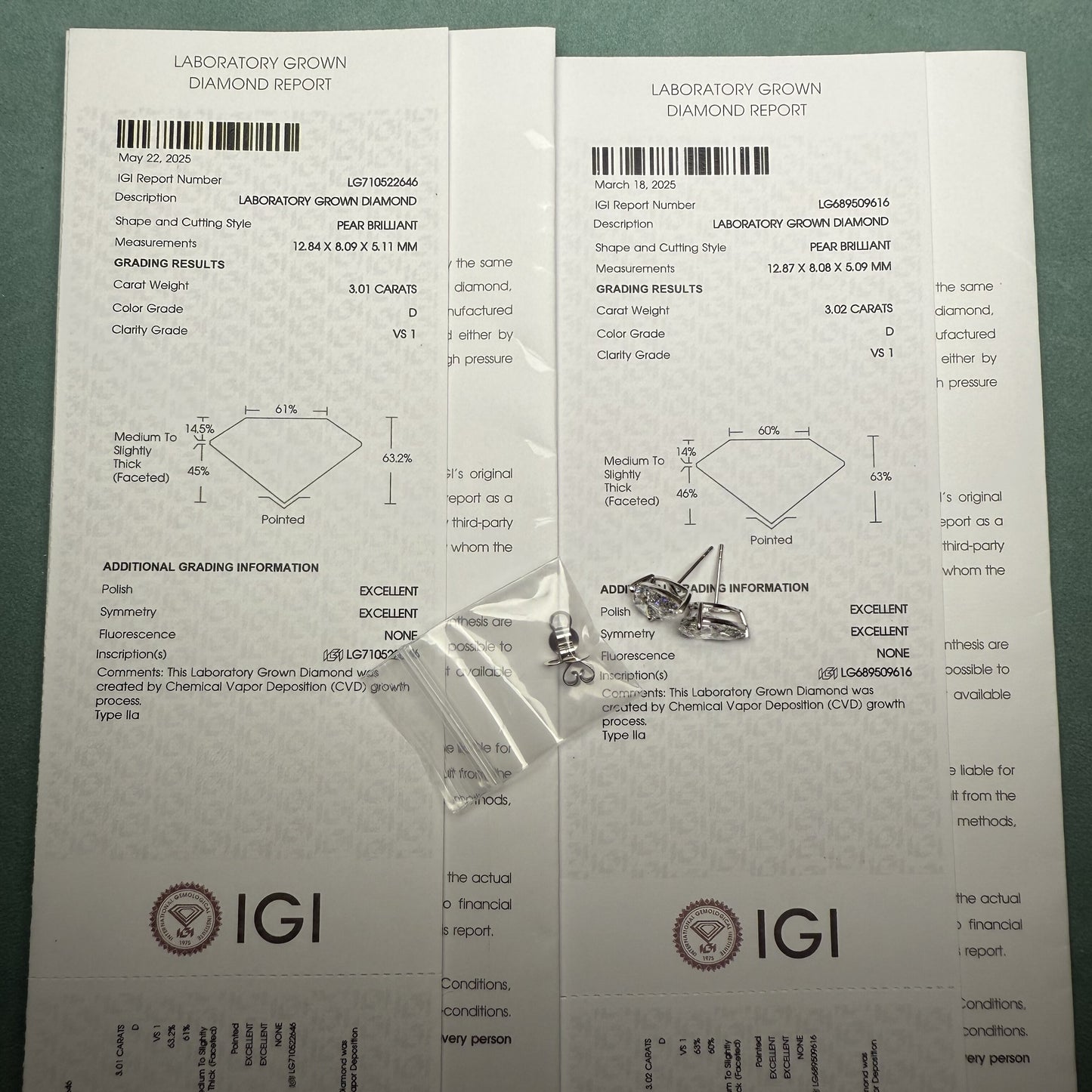 Pirmiana Jewelry Custom Design 18K White Gold Earrings for Women 3ct each CVD Lab Grown Diamond Jewelry