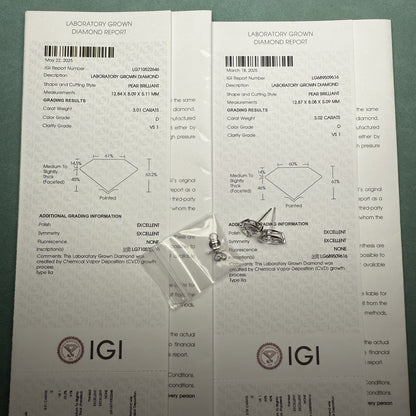 Pirmiana Jewelry Custom Design 18K White Gold Earrings for Women 3ct each CVD Lab Grown Diamond Jewelry