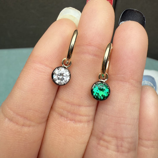 Pirmiana Jewelry Customized 9k Yellow Gold 0.5ct Each Lab Grown Emerald Earrings for Women Party Gift