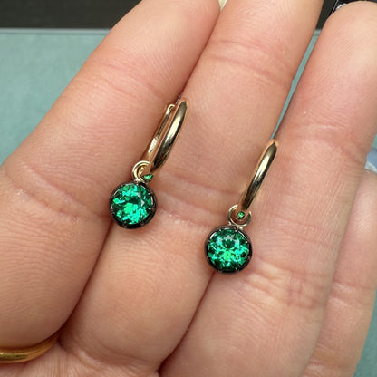 Pirmiana Jewelry Customized 9k Yellow Gold 0.5ct Each Lab Grown Emerald Earrings for Women Party Gift