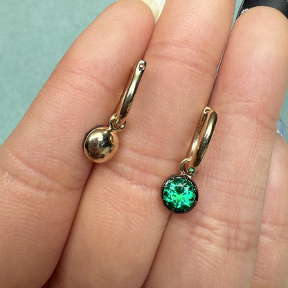 Pirmiana Jewelry Customized 9k Yellow Gold 0.5ct Each Lab Grown Emerald Earrings for Women Party Gift