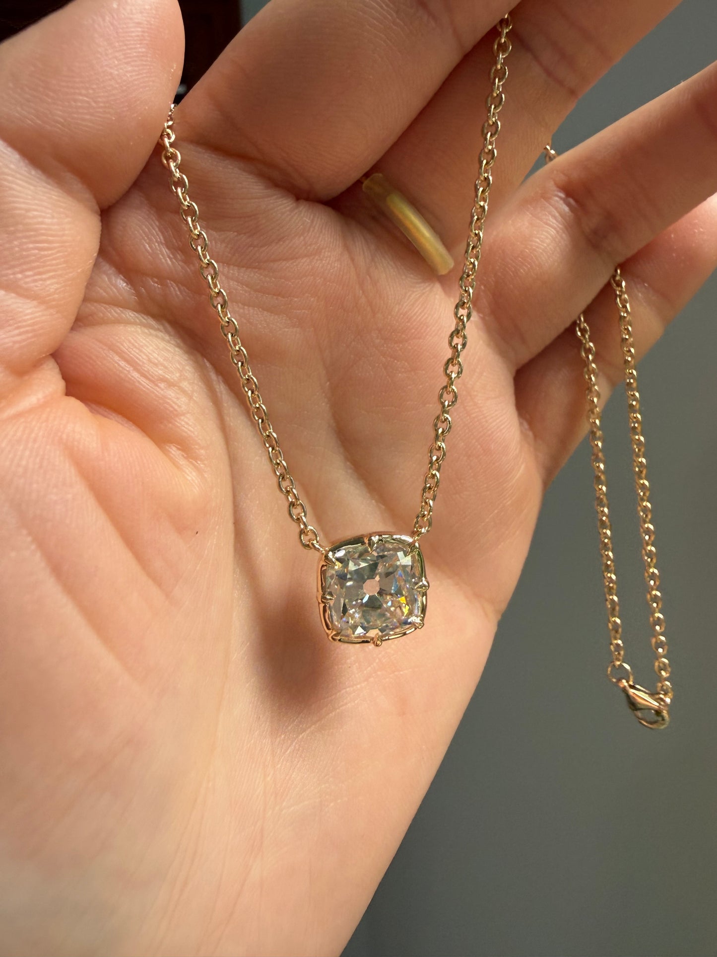 Pirmiana Jewelry Customized 18k Yellow Gold 5ct D VVS1 old mine cut Lab Grown Diamond Pendant for Women Party Gift