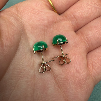 Pirmiana Jewelry Customized 18k Yellow Gold total 4.7ct Cabochan Lab Grown Emerald Earrings for Women Party Gift