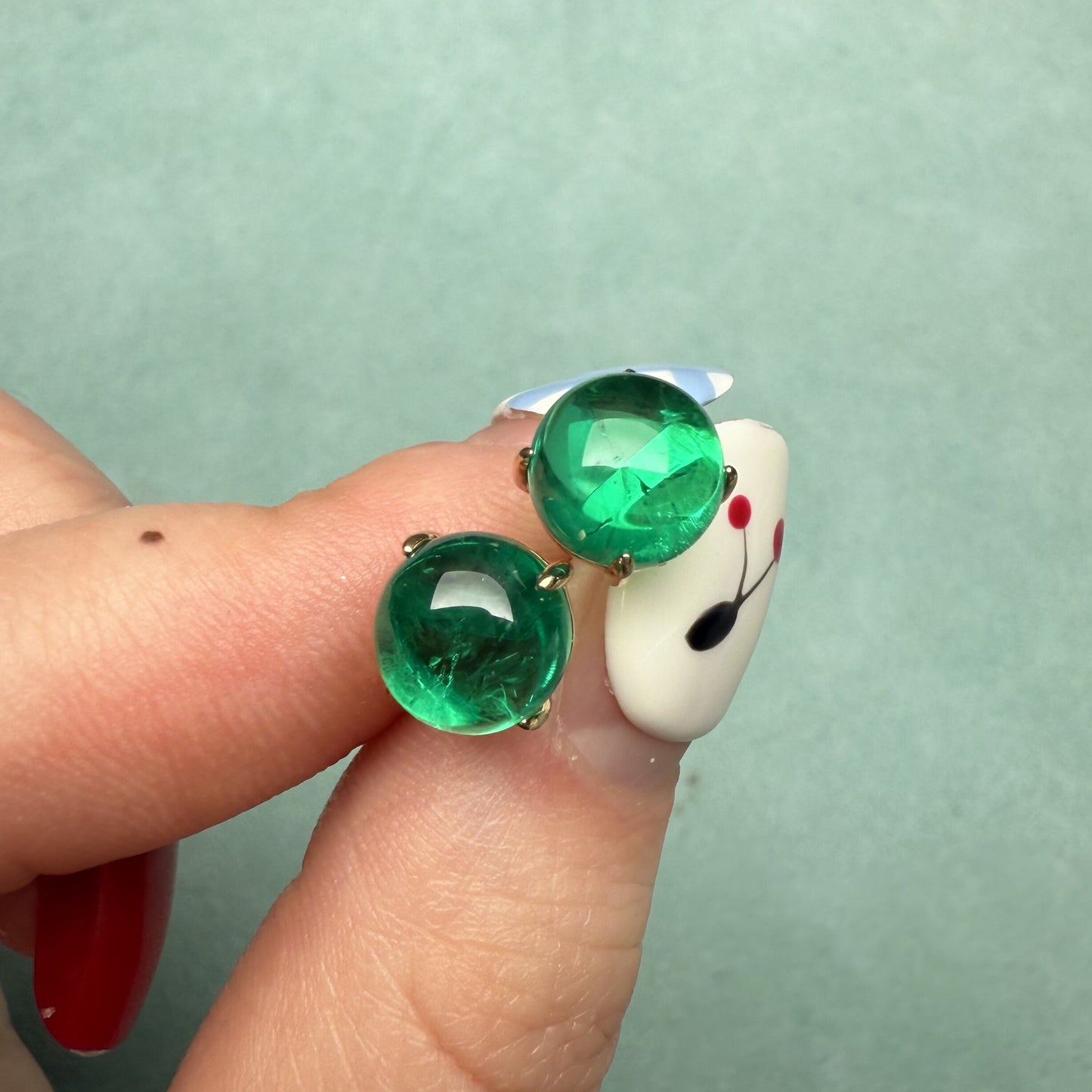 Pirmiana Jewelry Customized 18k Yellow Gold total 4.7ct Cabochan Lab Grown Emerald Earrings for Women Party Gift