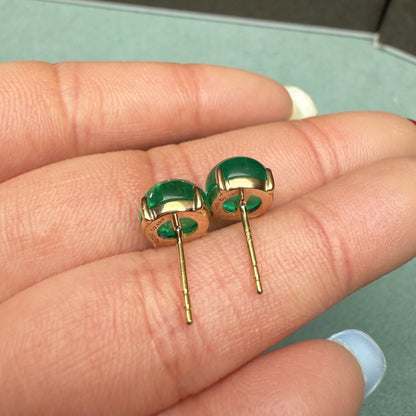 Pirmiana Jewelry Customized 18k Yellow Gold total 4.7ct Cabochan Lab Grown Emerald Earrings for Women Party Gift