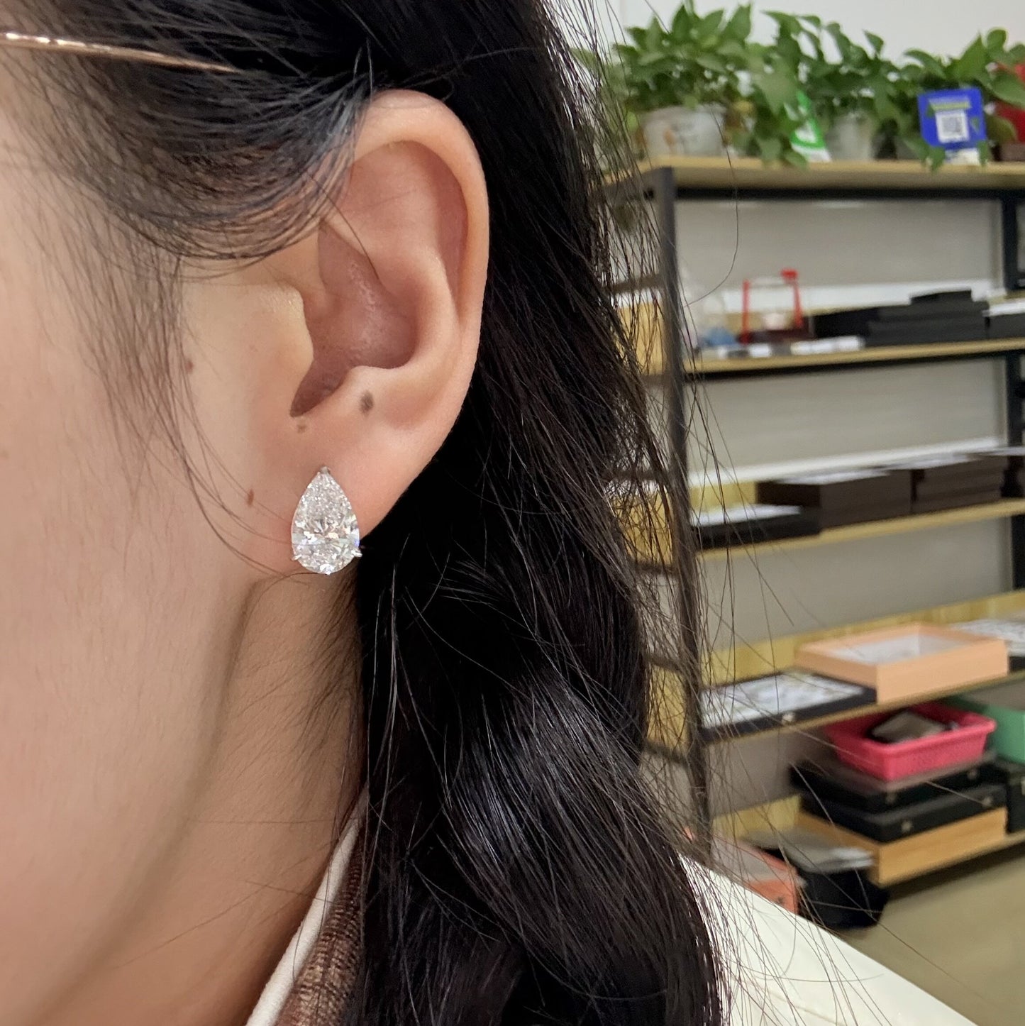 Pirmiana Jewelry Custom Design 18K White Gold Earrings for Women 3ct each CVD Lab Grown Diamond Jewelry