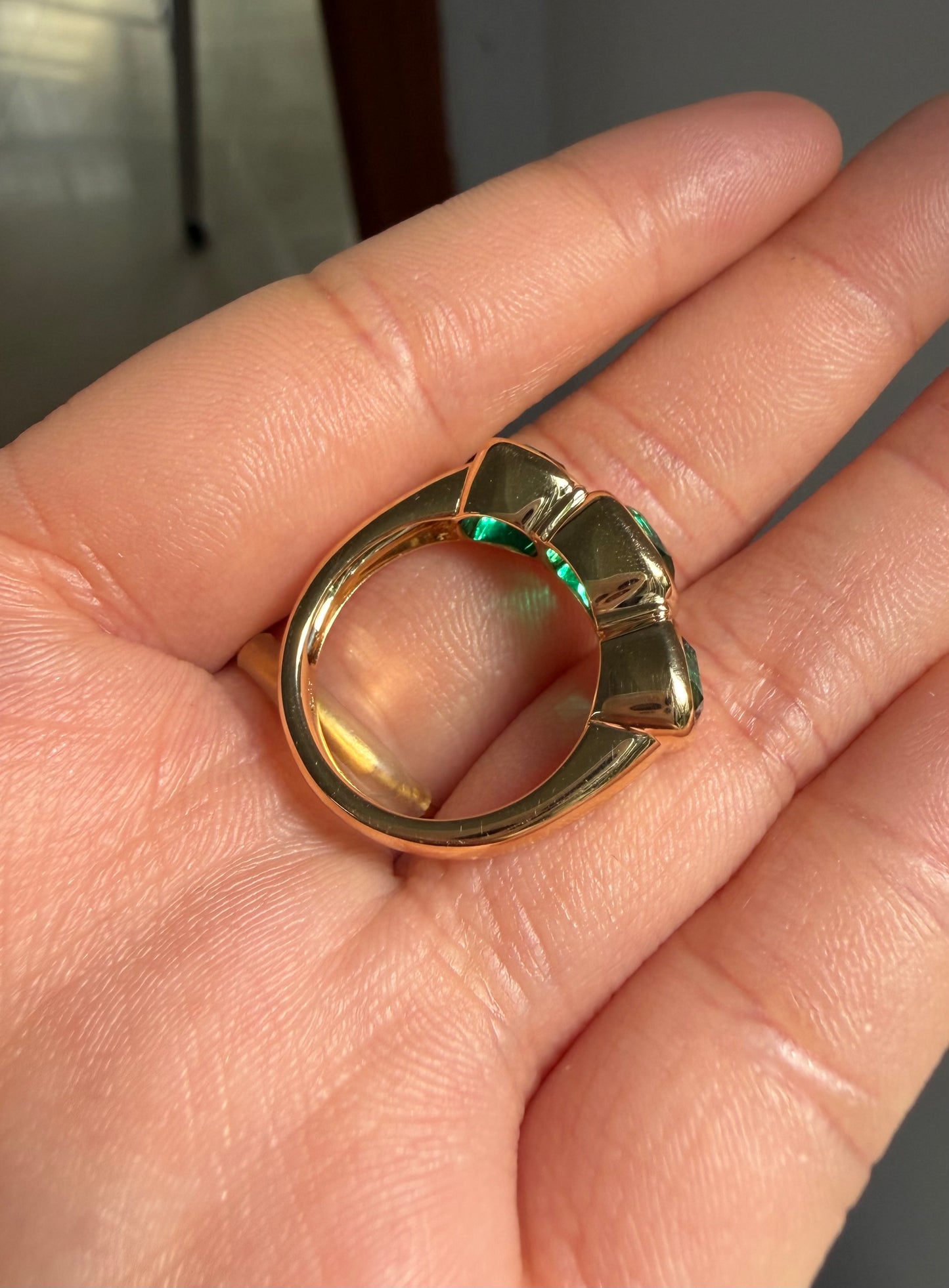 Pirmiana Hot Sale Classic Design Lab Grown Emerald 18k yellow Gold Rings 3.3ct total Lab Grown Emerald Girlfriend Gift