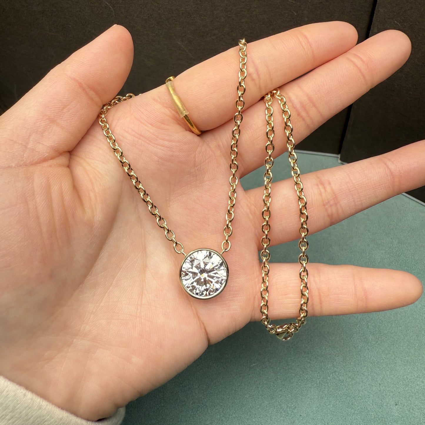 Pirmiana Jewelry Customized 14k Yellow Gold Lab Grown Diamond 7ct Round Shape Necklace for Women Party Gift