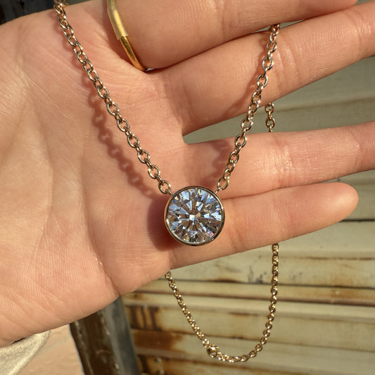 Pirmiana Jewelry Customized 14k Yellow Gold Lab Grown Diamond 7ct Round Shape Necklace for Women Party Gift