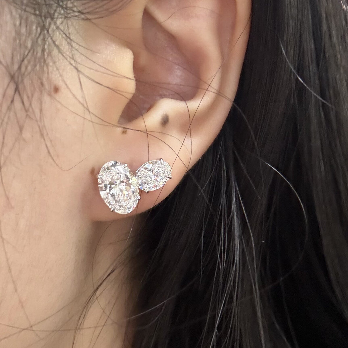 Pirmiana Custom Design 18K White Gold Earrings for Women 2.6+1ct Each CVD Lab Grown Diamond Jewelry
