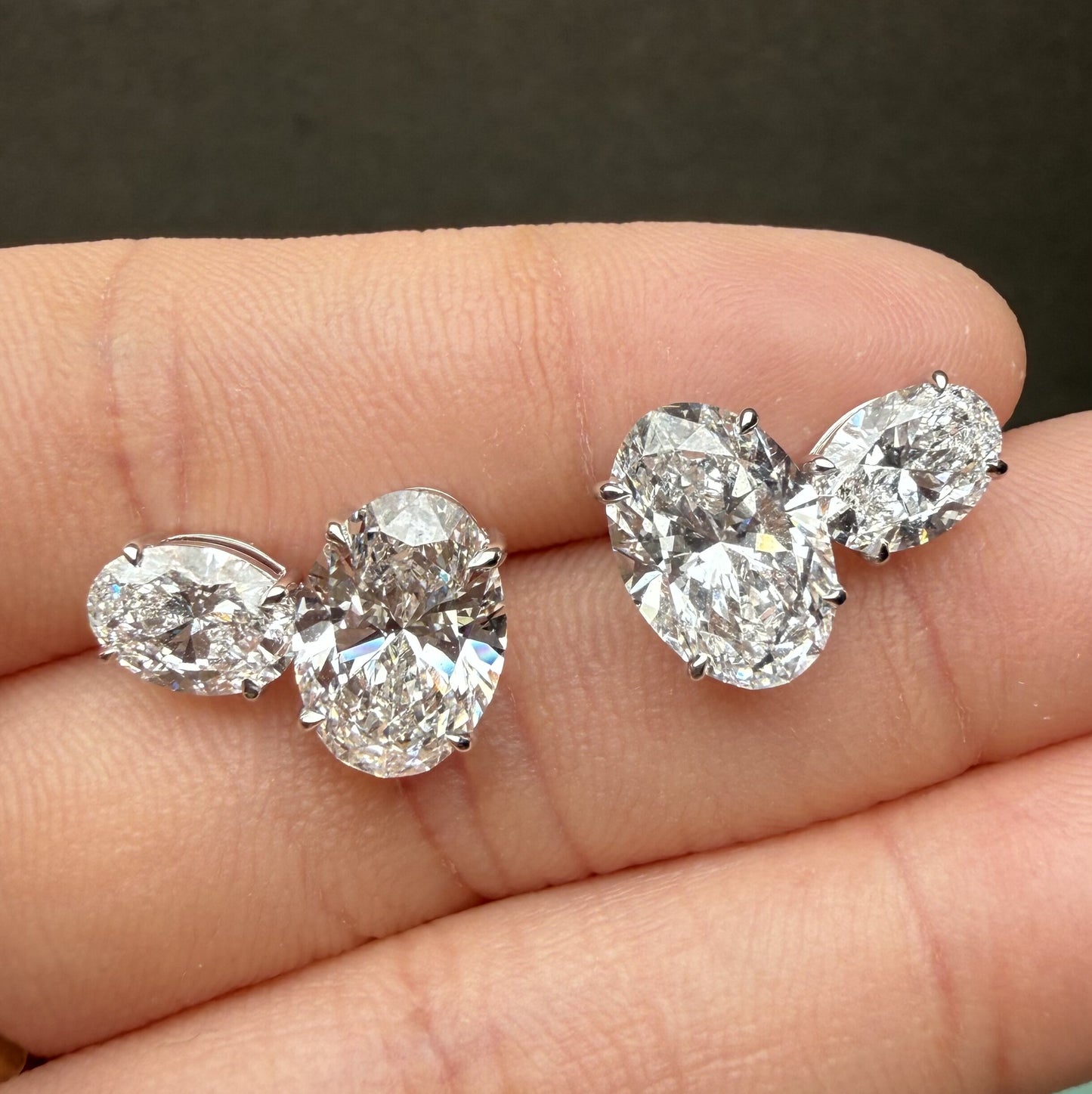 Pirmiana Custom Design 18K White Gold Earrings for Women 2.6+1ct Each CVD Lab Grown Diamond Jewelry
