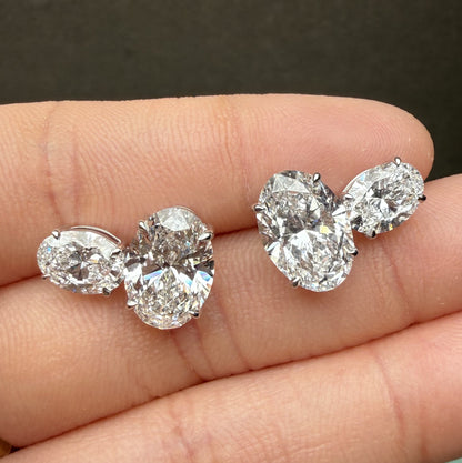 Pirmiana Custom Design 18K White Gold Earrings for Women 2.6+1ct Each CVD Lab Grown Diamond Jewelry