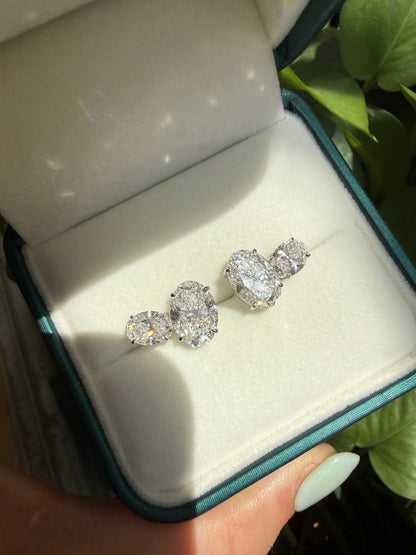 Pirmiana Custom Design 18K White Gold Earrings for Women 2.6+1ct Each CVD Lab Grown Diamond Jewelry