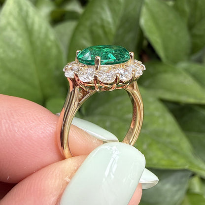 Pirmiana Hot Sale Classic Design Lab Grown Emerald 14k yellow Gold Rings 7X9MM 1.7ct Lab Grown Emerald Girlfriend Gift