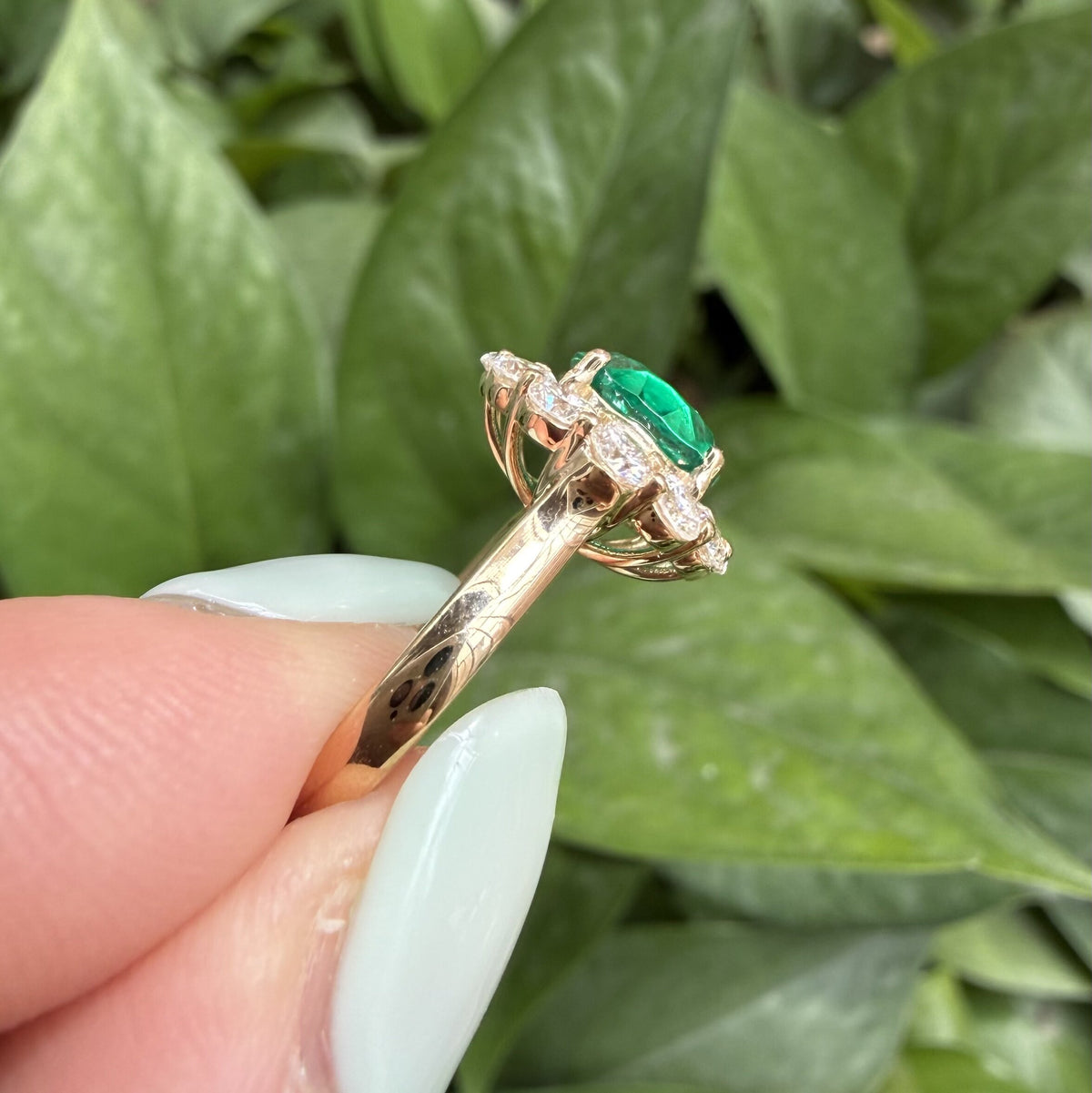 Pirmiana Hot Sale Classic Design Lab Grown Emerald 14k yellow Gold Rings 7X9MM 1.7ct Lab Grown Emerald Girlfriend Gift