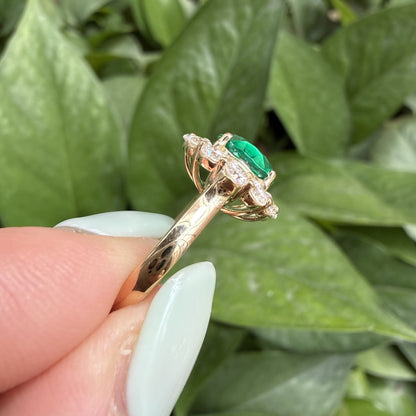 Pirmiana Hot Sale Classic Design Lab Grown Emerald 14k yellow Gold Rings 7X9MM 1.7ct Lab Grown Emerald Girlfriend Gift