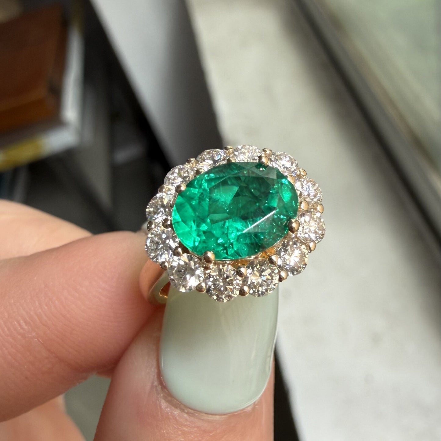 Pirmiana Hot Sale Classic Design Lab Grown Emerald 14k yellow Gold Rings 7X9MM 1.7ct Lab Grown Emerald Girlfriend Gift