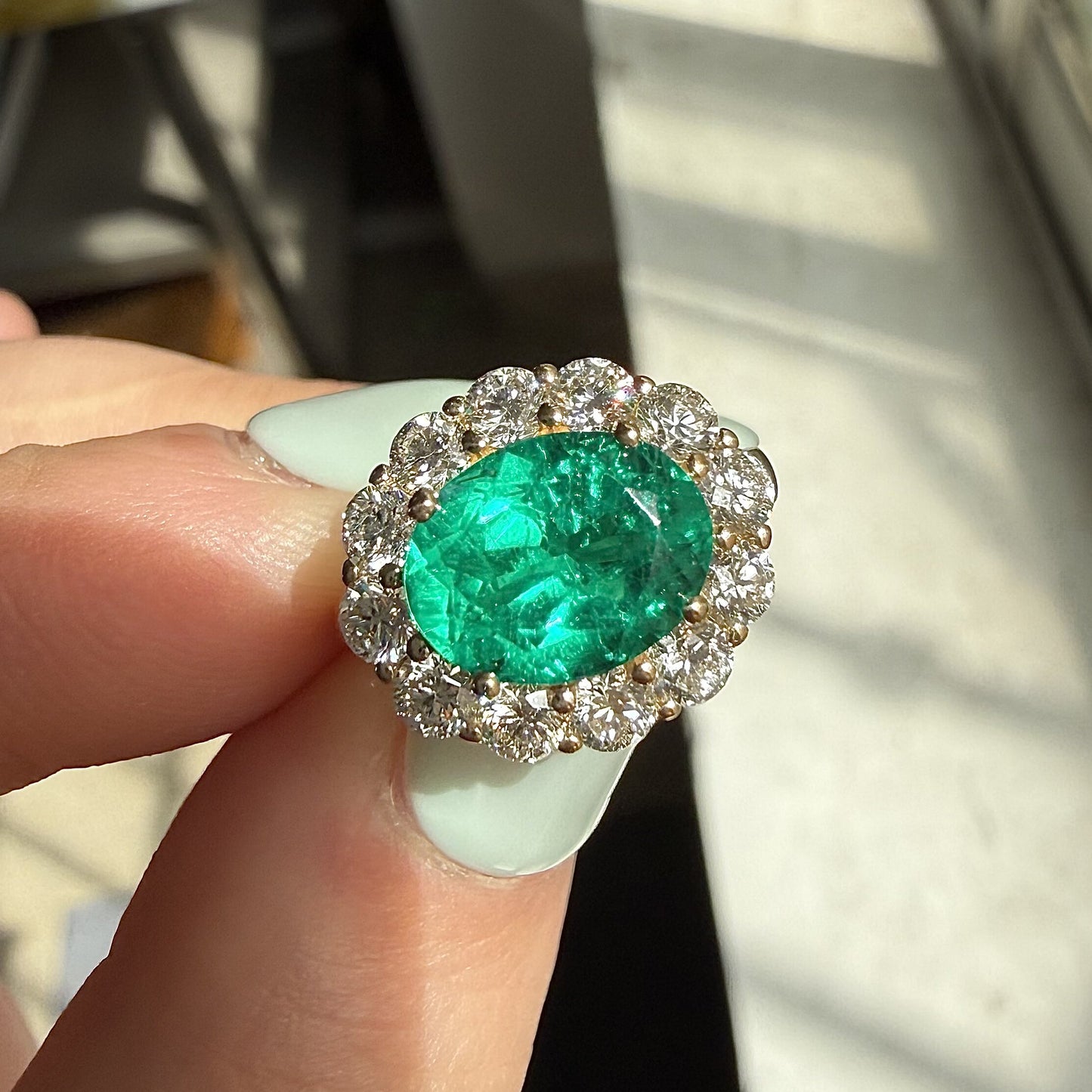 Pirmiana Hot Sale Classic Design Lab Grown Emerald 14k yellow Gold Rings 7X9MM 1.7ct Lab Grown Emerald Girlfriend Gift