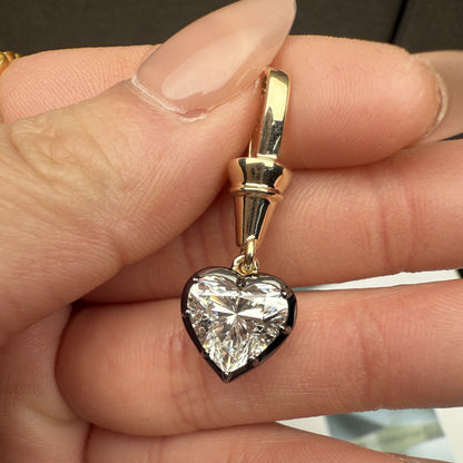 Primiana Hot Sale New Classic Style Black Gold Chain With 18k Gold 3ct Heart Shape Lab Diamond Prendant Girlfriend Gift