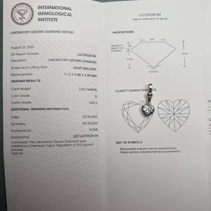 Primiana Hot Sale New Classic Style Black Gold Chain With 18k Gold 3ct Heart Shape Lab Diamond Prendant Girlfriend Gift