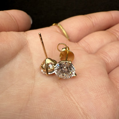 Pirmiana Custom Design 18K Yellow Gold Earrings for Women 2ct Each CVD Lab Grown Diamond Jewelry