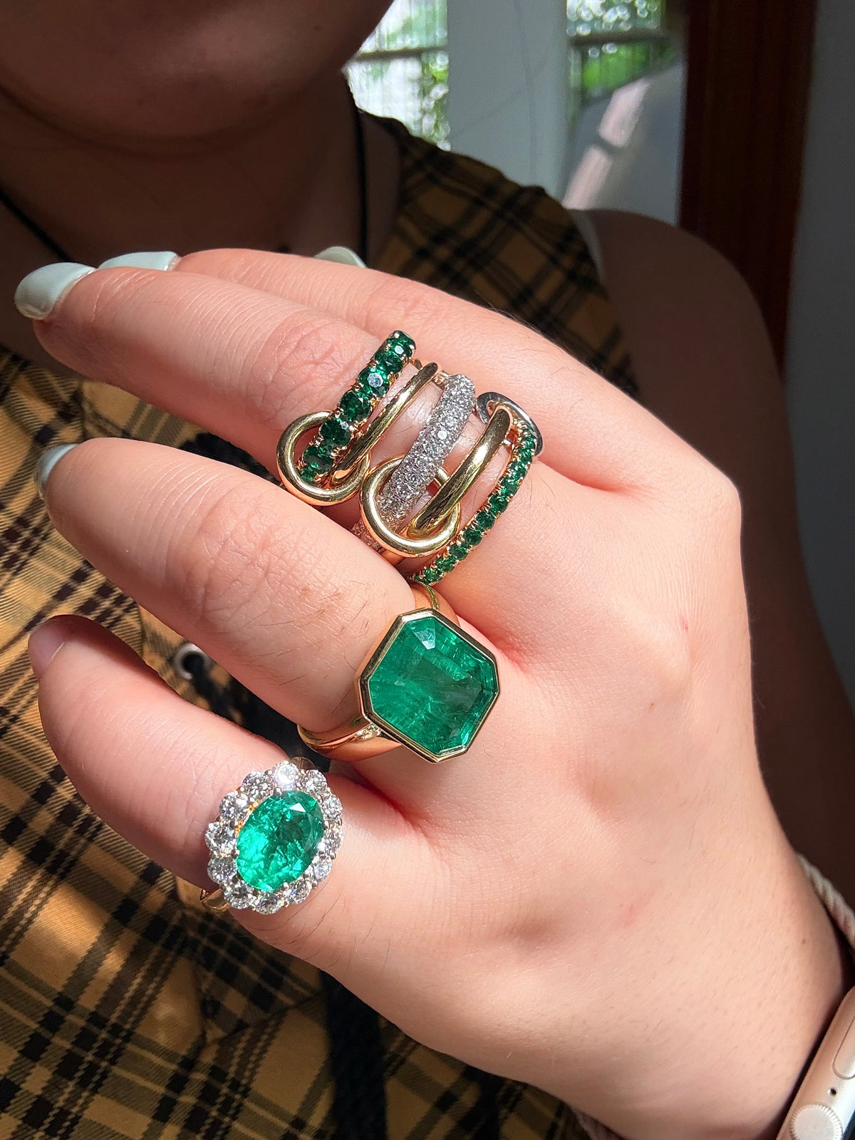 Pirmiana Hot Sale Classic Design Lab Grown Emerald 14k yellow Gold Rings 7X9MM 1.7ct Lab Grown Emerald Girlfriend Gift