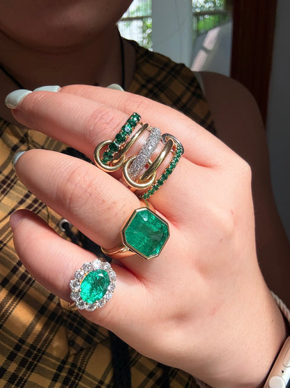 Pirmiana Hot Sale Classic Design Lab Grown Emerald 14k yellow Gold Rings 7X9MM 1.7ct Lab Grown Emerald Girlfriend Gift