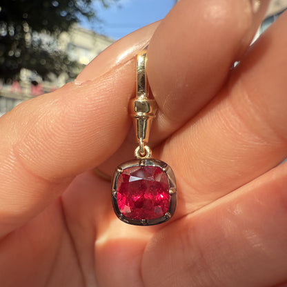 Primiana Hot Sale New Classic Style Black Gold Chain With 9k 3ct Lab Grown Ruby Prendant Girlfriend Gift