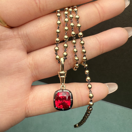 Primiana Hot Sale New Classic Style Black Gold Chain With 9k 3ct Lab Grown Ruby Prendant Girlfriend Gift