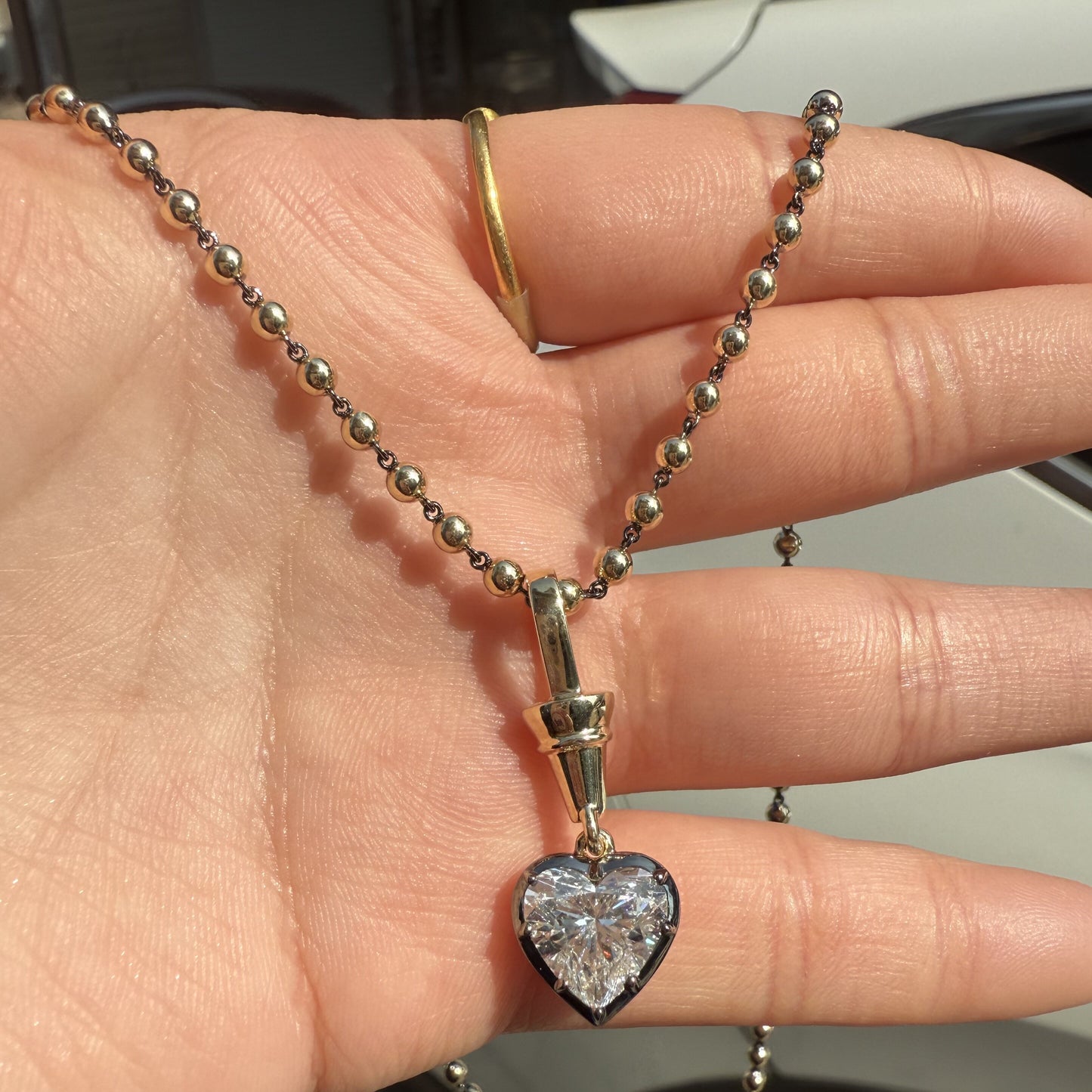 Primiana Hot Sale New Classic Style Black Gold Chain With 18k Gold 3ct Heart Shape Lab Diamond Prendant Girlfriend Gift