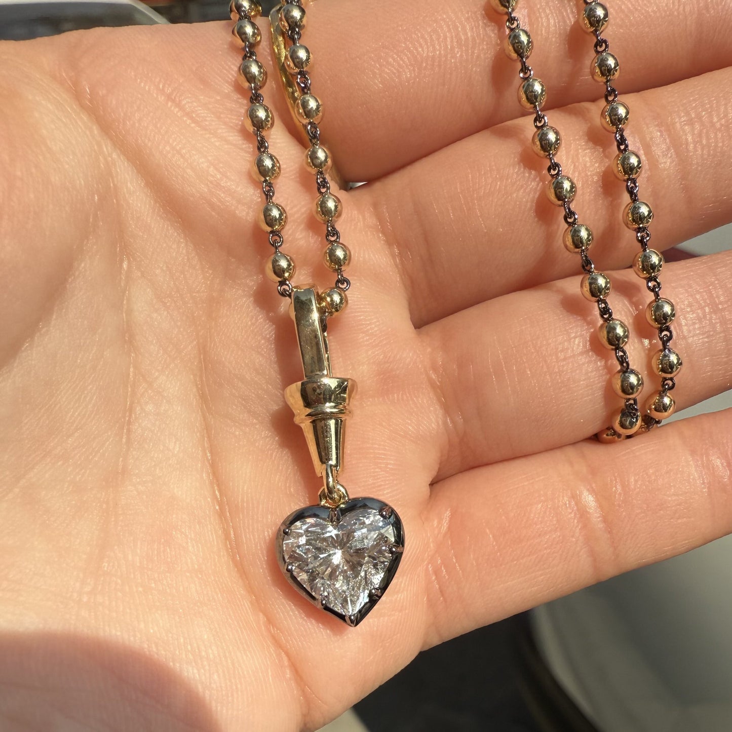 Primiana Hot Sale New Classic Style Black Gold Chain With 18k Gold 3ct Heart Shape Lab Diamond Prendant Girlfriend Gift