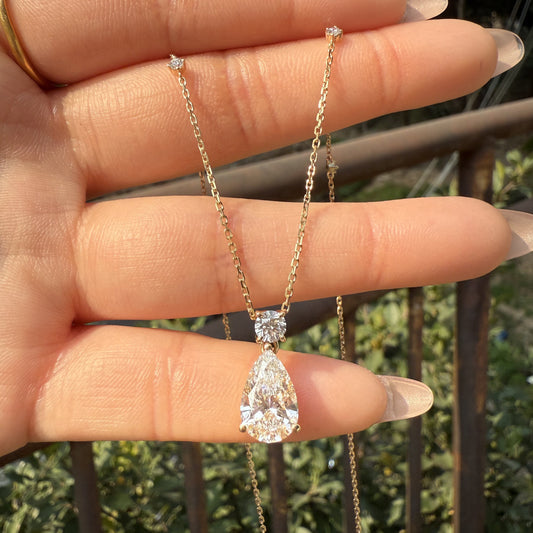 Pirmiana Jewelry Customized 18k Yellow Gold 2ct D VS1 Lab Grown Diamond Necklace for Women Party Gift