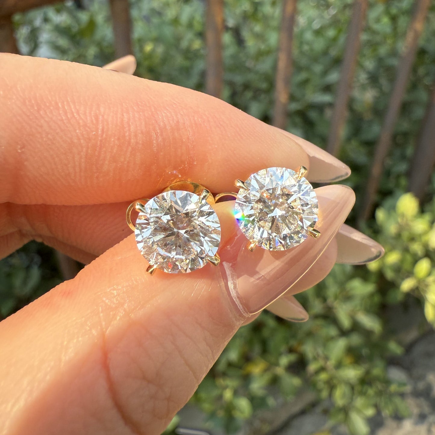 Pirmiana Custom Design 18K Yellow Gold Earrings for Women 2ct Each CVD Lab Grown Diamond Jewelry