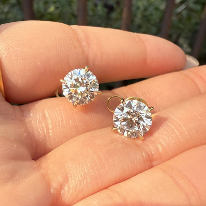 Pirmiana Custom Design 18K Yellow Gold Earrings for Women 2ct Each CVD Lab Grown Diamond Jewelry