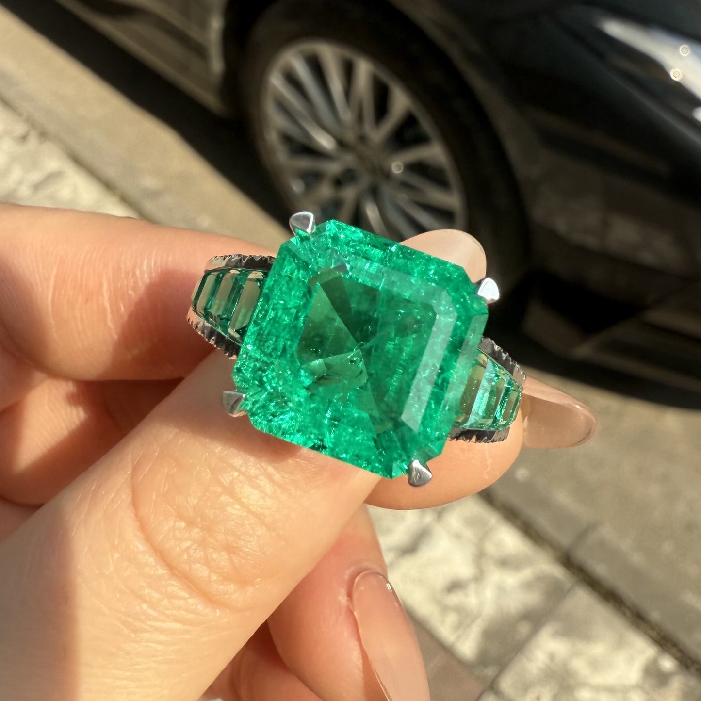 Pirmiana Hot Sale Classic Design Lab Grown Diamond 14k Gold Rings 13x13MM 8.8ct Lab Grown Emerald Girlfriend Gift